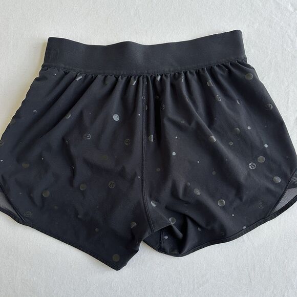 Lululemon Hotty Hot High Rise Lined Women's Sz 6 Short 4" Poco Logo Foil Black - Picture 5 of 6